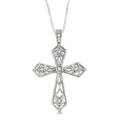 1/20 Ctw Round Cut Diamond Cross Pendant in Sterling Silver with Chain
