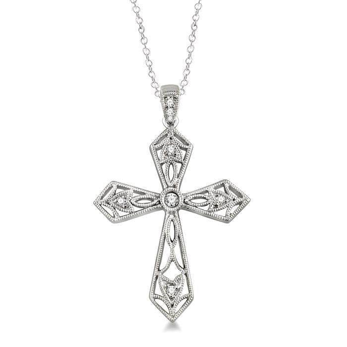 Silver Cross Diamond Fashion Pendant