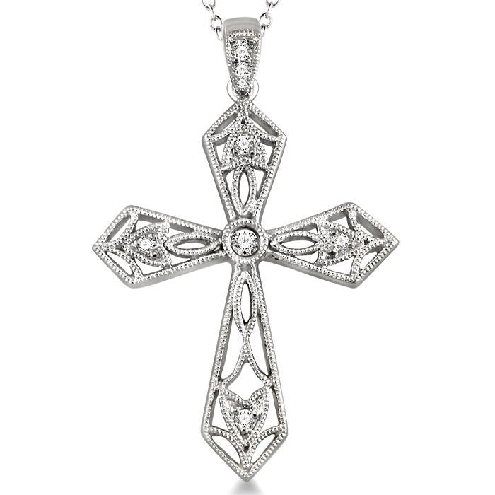 Silver Cross Diamond Fashion Pendant