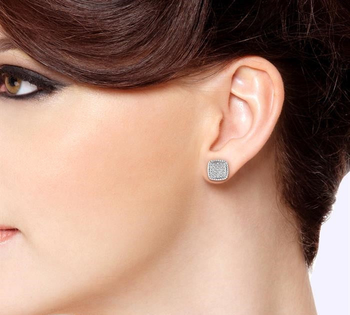 1/20 Ctw Round Cut Diamond Earrings in Sterling Silver