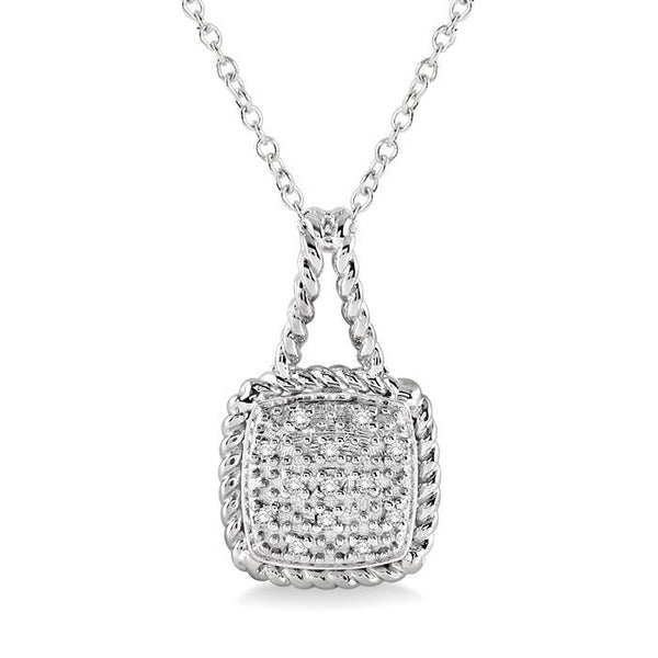 1/20 Ctw Round Cut Diamond Pendant in Sterling Silver with Chain