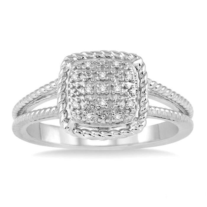 Sterling Silver .05 Ctw Single Cut Diamond Ring