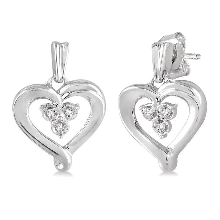 Heart Shape Silver Diamond Fashion Earrings