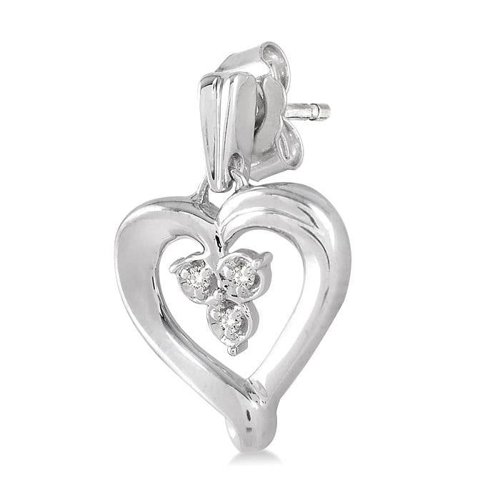 Heart Shape Silver Diamond Fashion Earrings