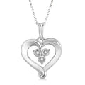 1/50 Ctw Round Cut Diamond Heart Pendant in Sterling Silver with Chain