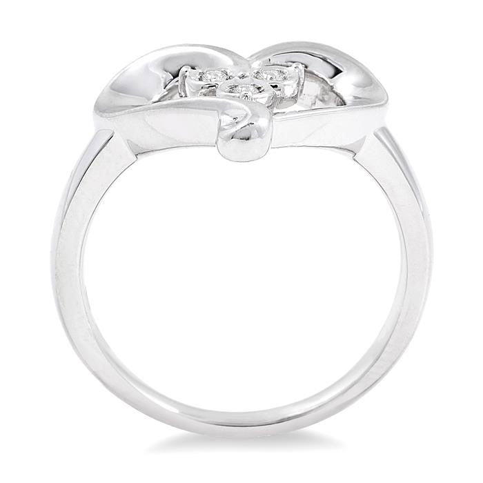 Heart Shape Silver Diamond Fashion Ring