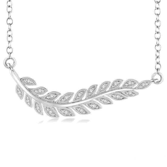 Silver Leaf Diamond Fashion Pendant