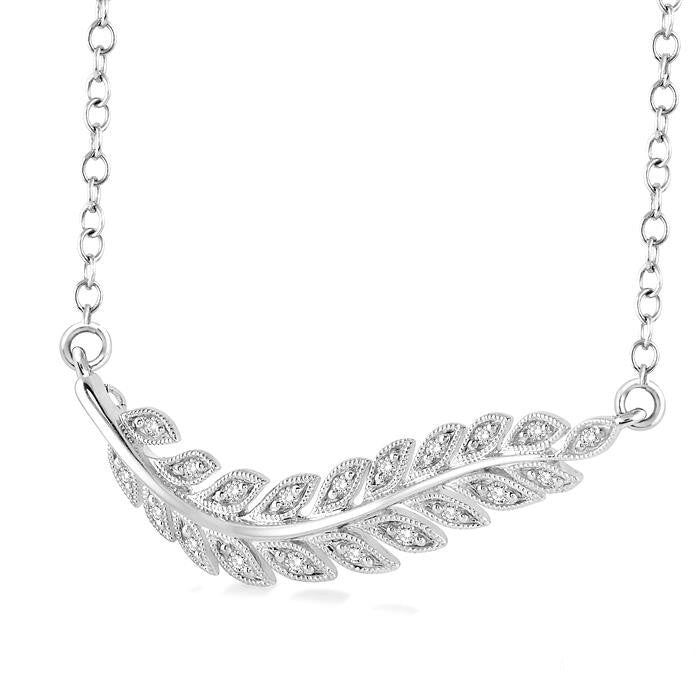 Silver Leaf Diamond Fashion Pendant