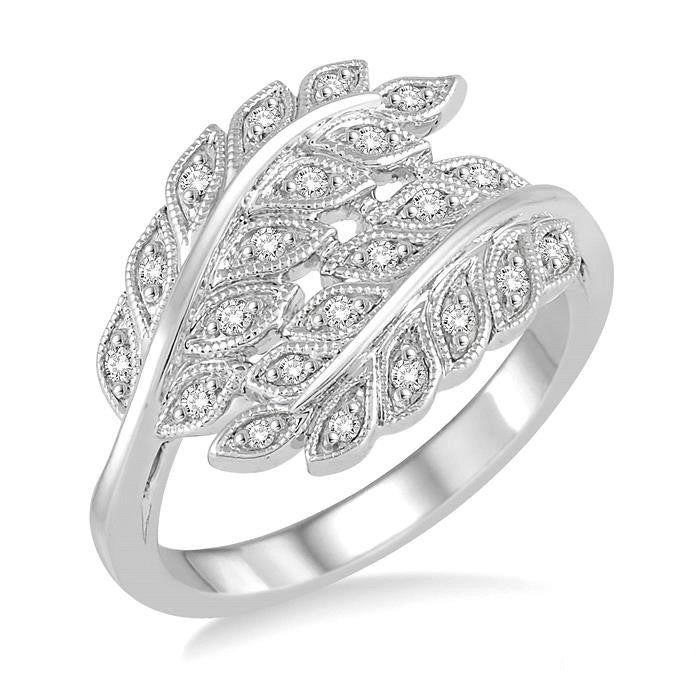 Silver Leaf Diamond Fashion Ring