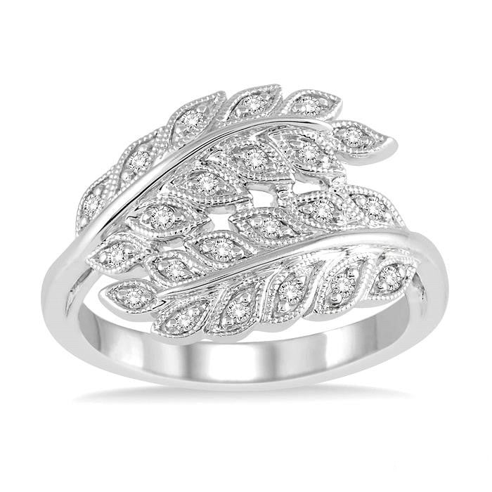 Silver Leaf Diamond Fashion Ring