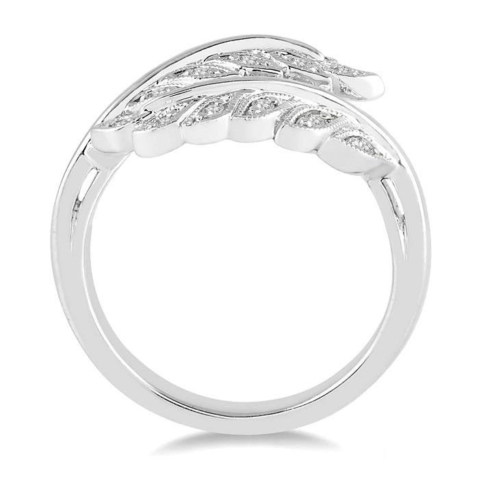 Silver Leaf Diamond Fashion Ring