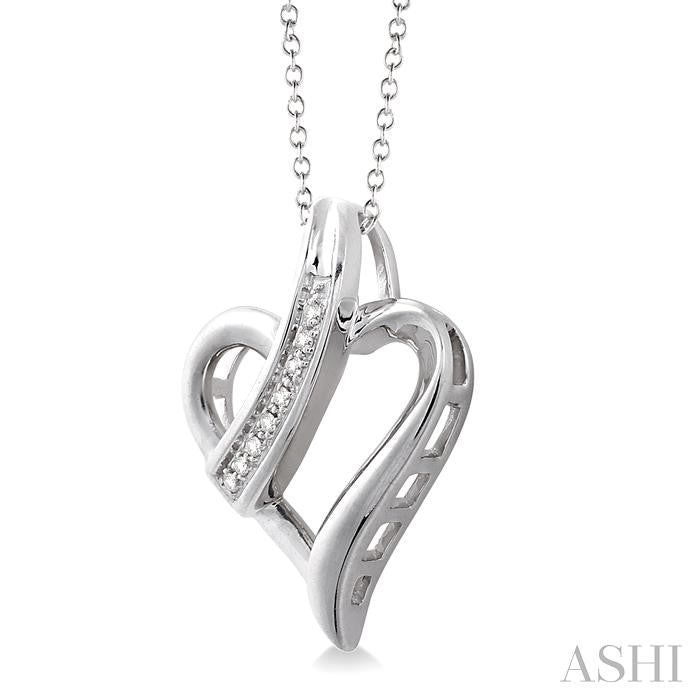 1/20 Ctw Round Cut Diamond Heart Pendant in Sterling Silver with Chain
