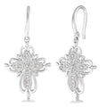 1/20 Ctw Round Cut Diamond Cross Earrings in Sterling Silver