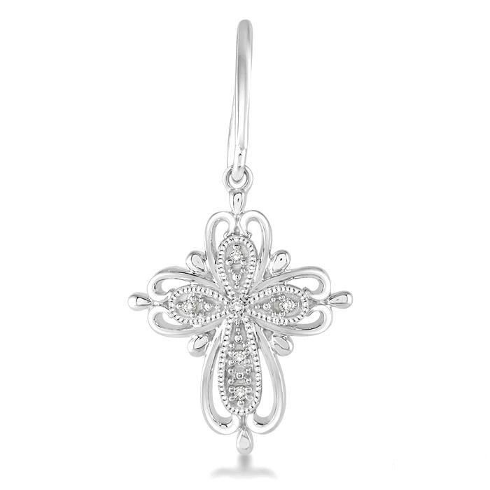 Silver Cross Diamond Earrings