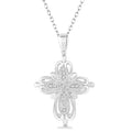 1/20 Ctw Round Cut Diamond Cross Pendant in Sterling Silver with Chain