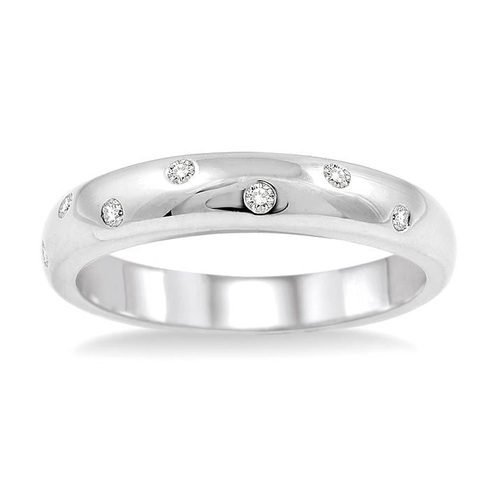 1/20 Ctw Round Cut Diamond Wedding band in Sterling Silver