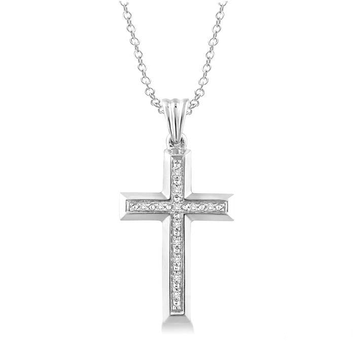 Blossom Kestrel Silver Cross Diamond Fashion Pendant