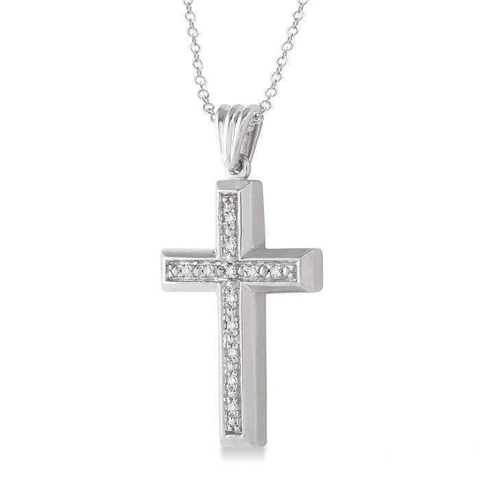 Blossom Kestrel Silver Cross Diamond Fashion Pendant