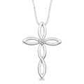 1/50 Ctw Round Cut Diamond Cross Pendant in Sterling Silver with Chain