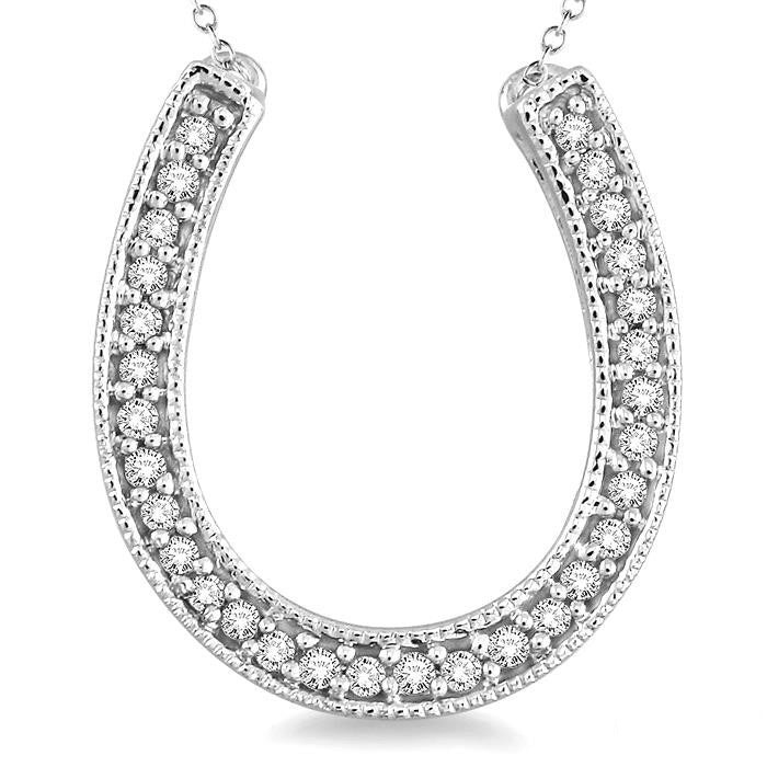 Silver Horseshoe Diamond Fashion Pendant