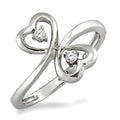 Silver 2 Stone Heart Shape Diamond Fashion Ring