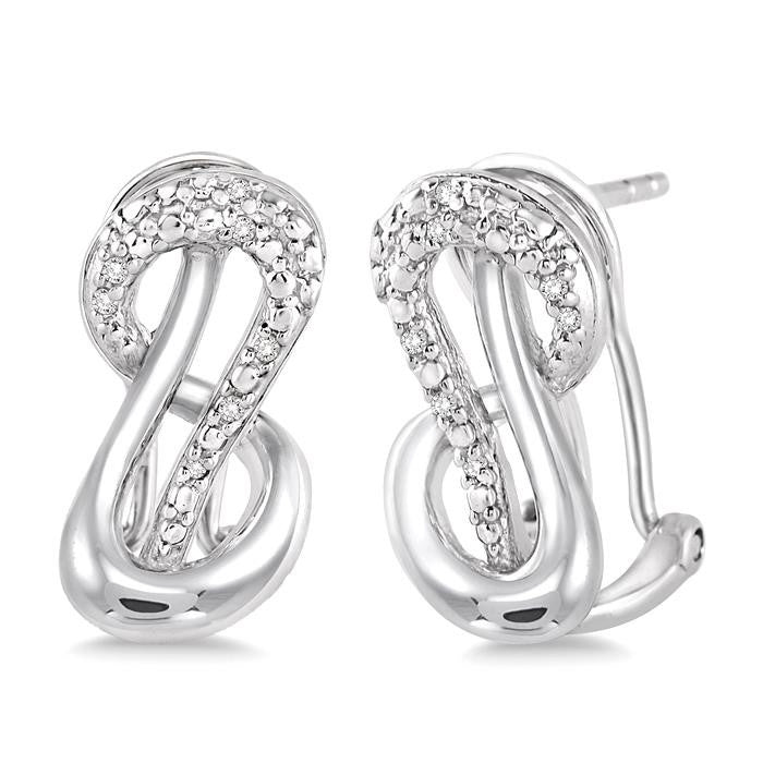 1/20 Ctw Round Cut Diamond Earrings in Sterling Silver