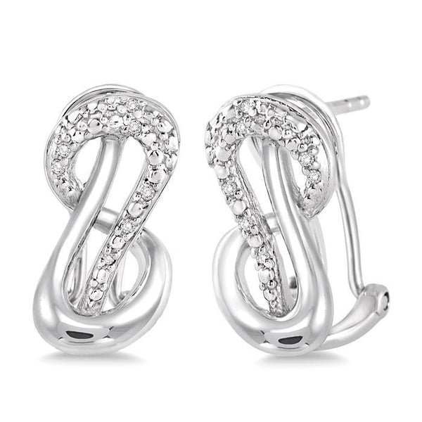 1/20 Ctw Round Cut Diamond Earrings in Sterling Silver