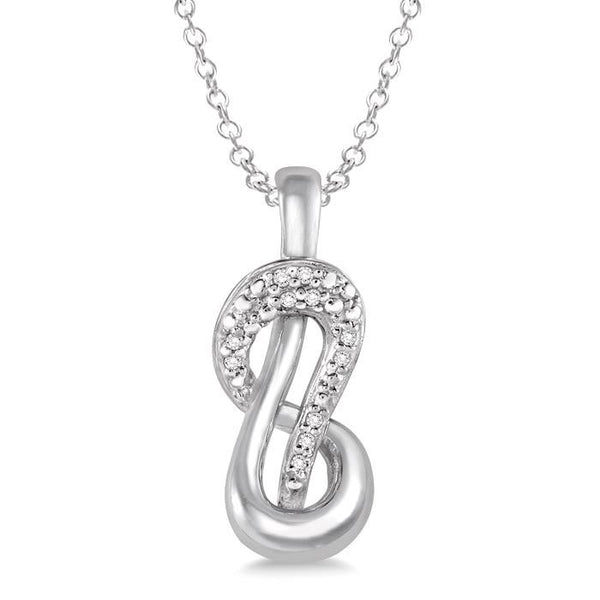 1/20 Ctw Round Cut Diamond Pendant in Sterling Silver with Chain