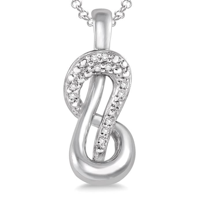 1/20 Ctw Round Cut Diamond Pendant in Sterling Silver with Chain