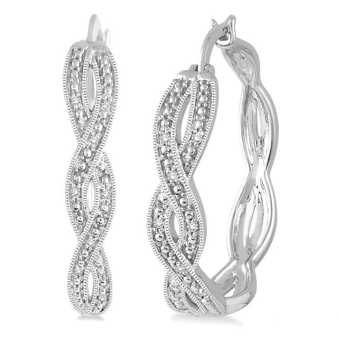 Silver Infinity Shape Diamond Earrings