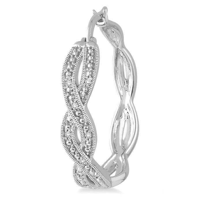 Silver Infinity Shape Diamond Earrings
