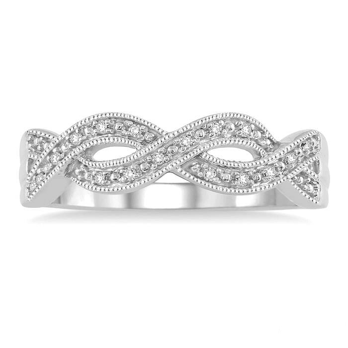 Silver Infinity Shape Diamond Ring