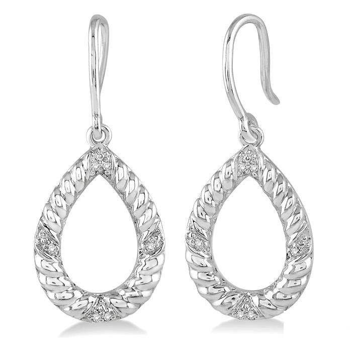 Pear Shape Silver Diamond Earrings
