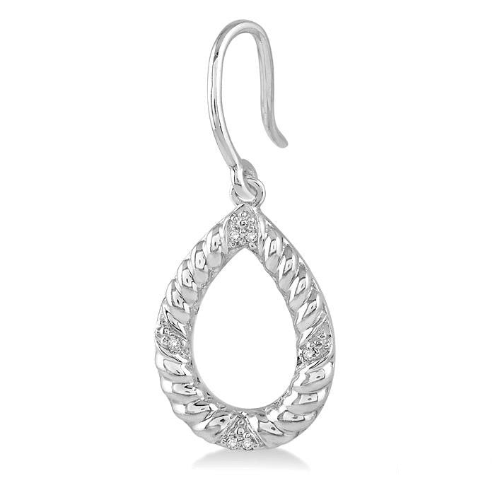 Pear Shape Silver Diamond Earrings