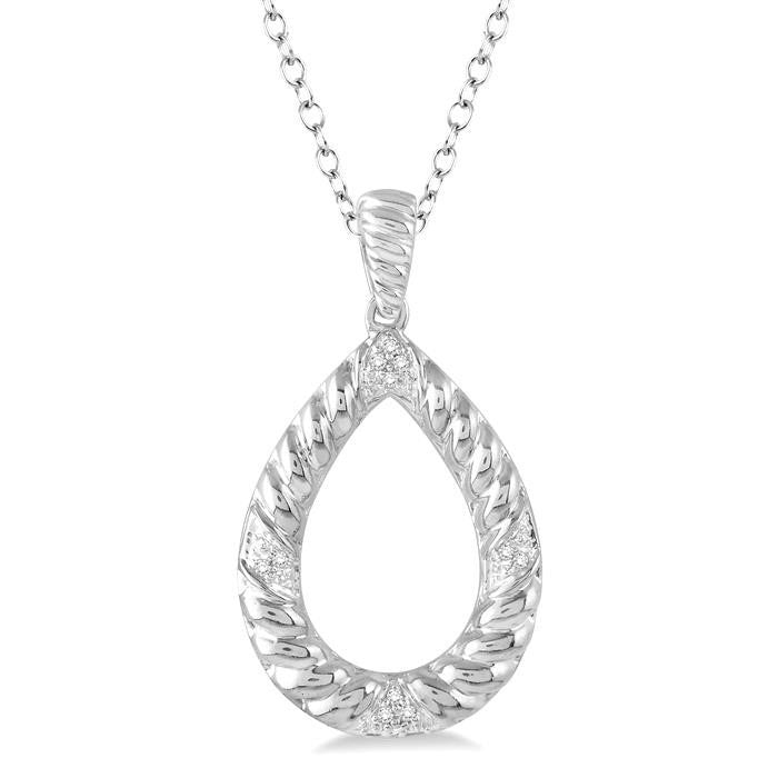 Silver Pear Shape Diamond Fashion Pendant