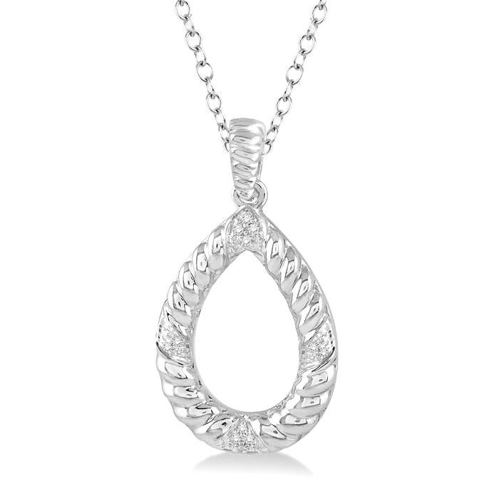 Silver Pear Shape Diamond Fashion Pendant