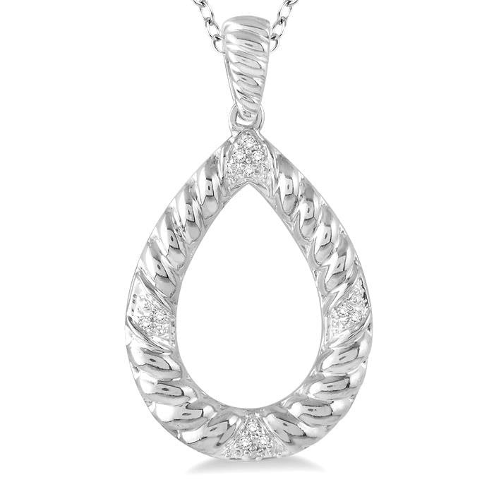 Silver Pear Shape Diamond Fashion Pendant