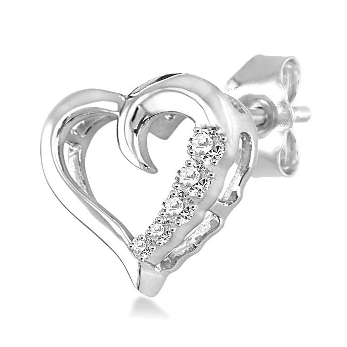 Silver Journey Heart Shape Diamond Earrings