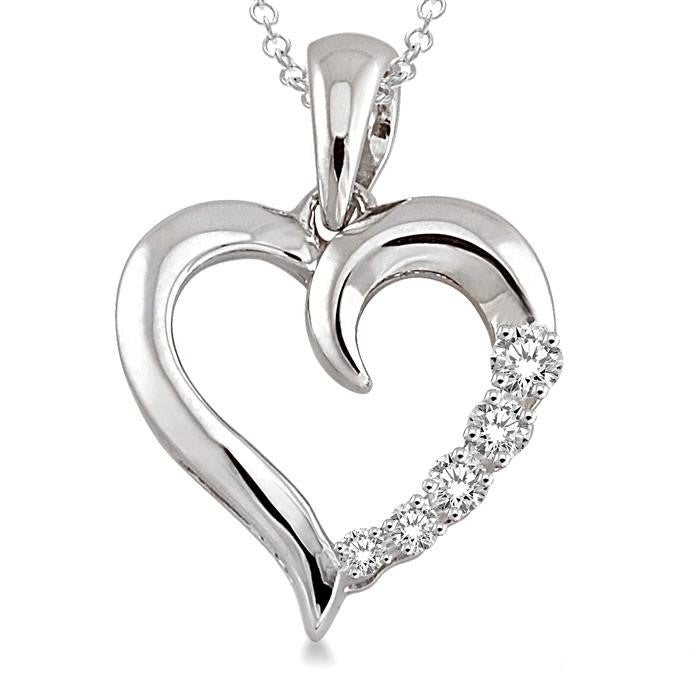 Umbria Xanthe Silver Heart Shape Journey Diamond Fashion Pendant