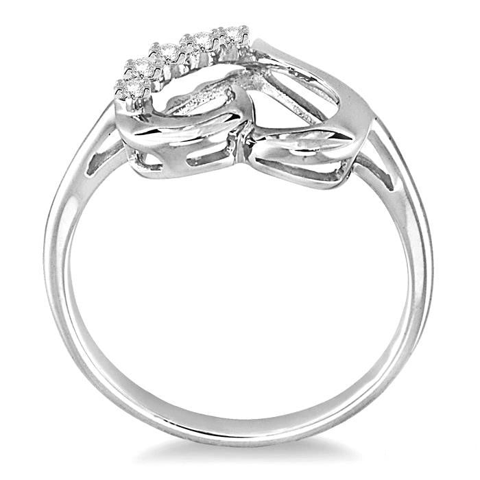 Silver Heart Shape Journey Diamond Fashion Ring