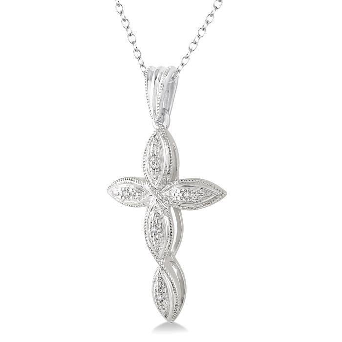 Silver Cross Diamond Fashion Pendant