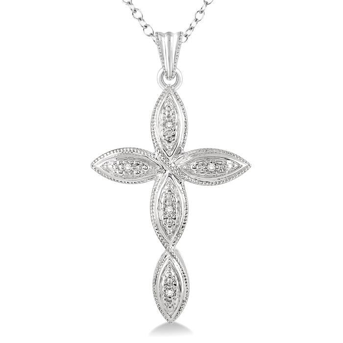 Silver Cross Diamond Fashion Pendant