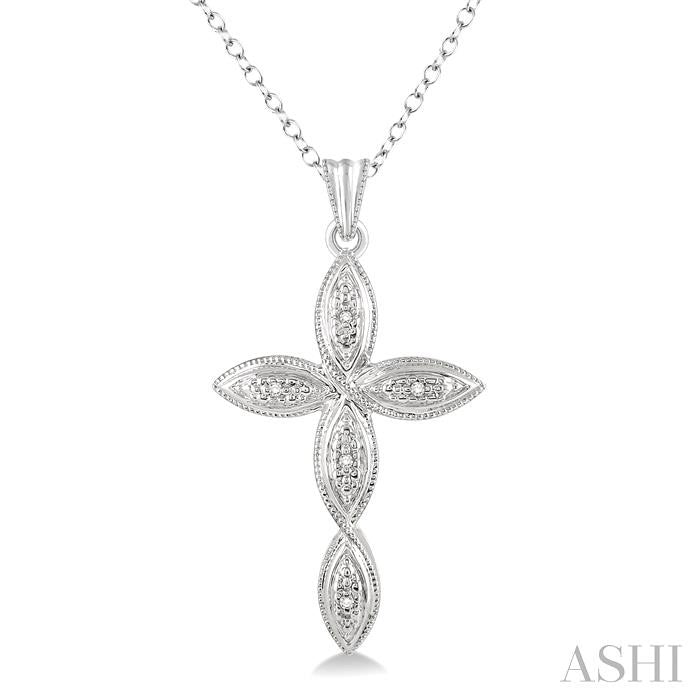 1/50 Ctw Round Cut Diamond Infinity Cross Pendant in Sterling Silver with Chain