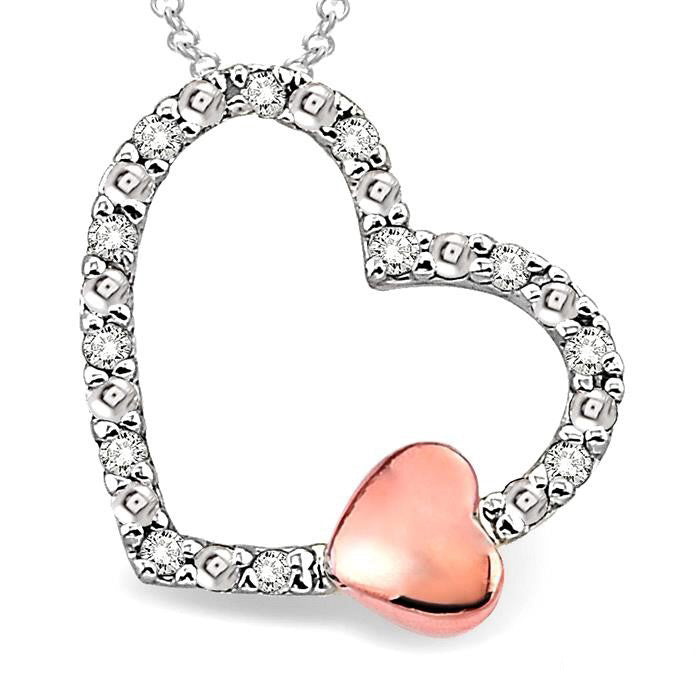 Silver Heart Shape Diamond Fashion Pendant