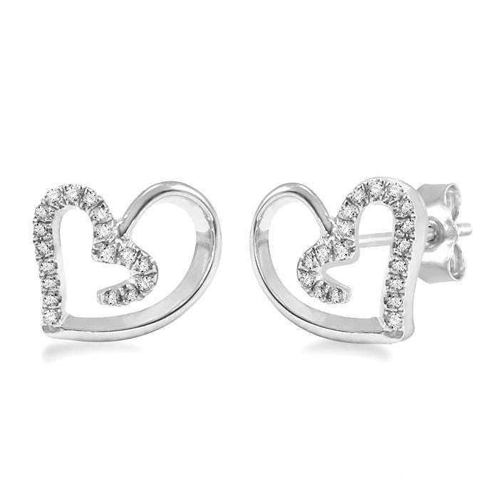 Silver Heart Shape Diamond Fashion Earrings