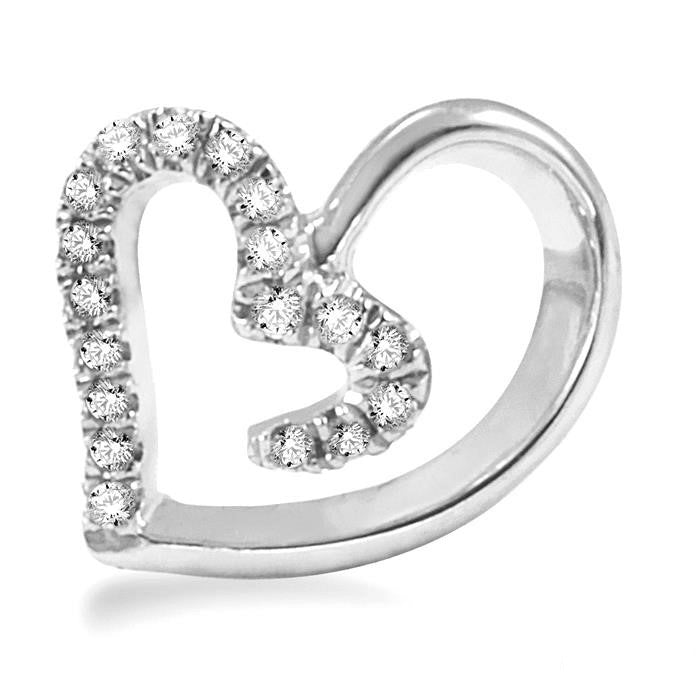 Silver Heart Shape Diamond Fashion Earrings