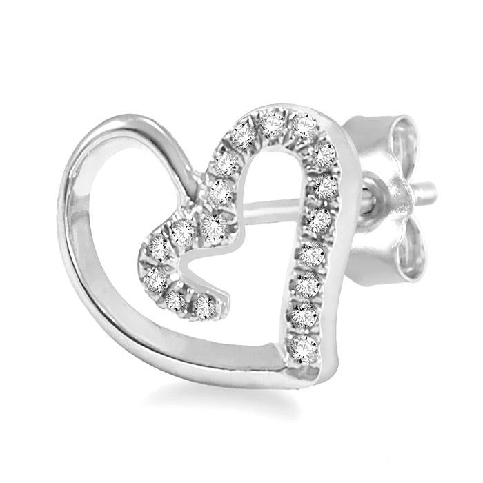 Silver Heart Shape Diamond Fashion Earrings