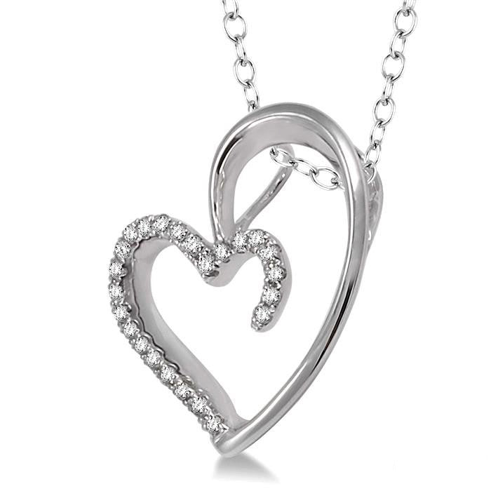 Silver Heart Shape Diamond Fashion Pendant