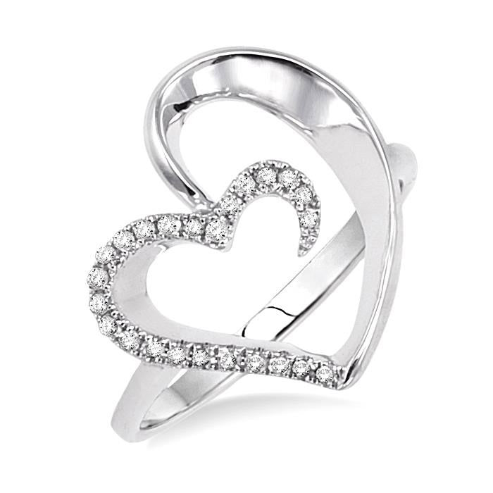Silver Heart Shape Diamond Fashion Ring