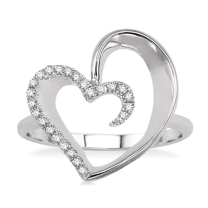 Silver Heart Shape Diamond Fashion Ring